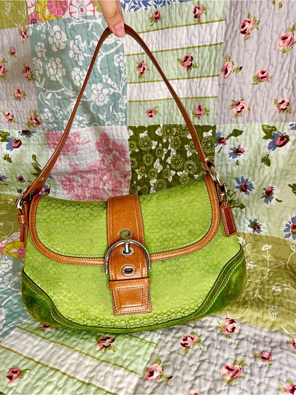 vintage coach matcha green large soho